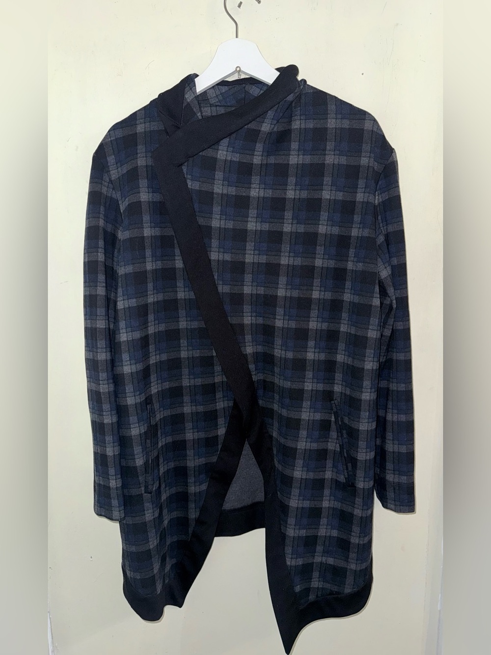 Periphery Plaid Asymmetric Wrap Jacket Size L NWOT